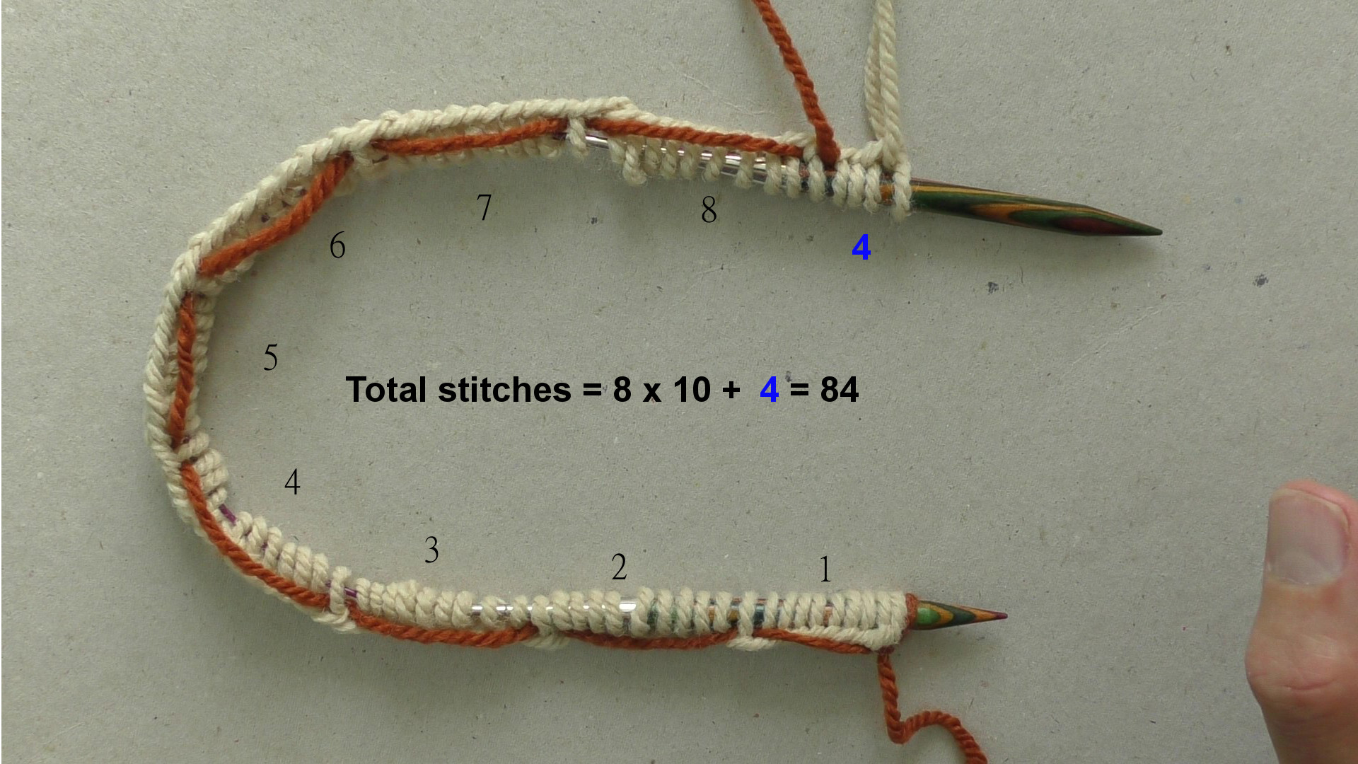 Marker thread for counting caston stitches and joining in the round