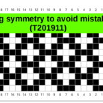Knitting chart showing a symmetrical pattern with the video title superimposed.